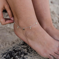 Bead Drop Anklet - Prehnite - Sterling Silver - Luna Tide Handmade Jewellery
