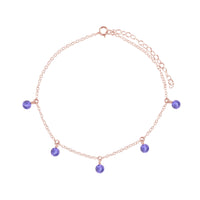 Bead Drop Anklet - Tanzanite - 14K Rose Gold Fill - Luna Tide Handmade Jewellery