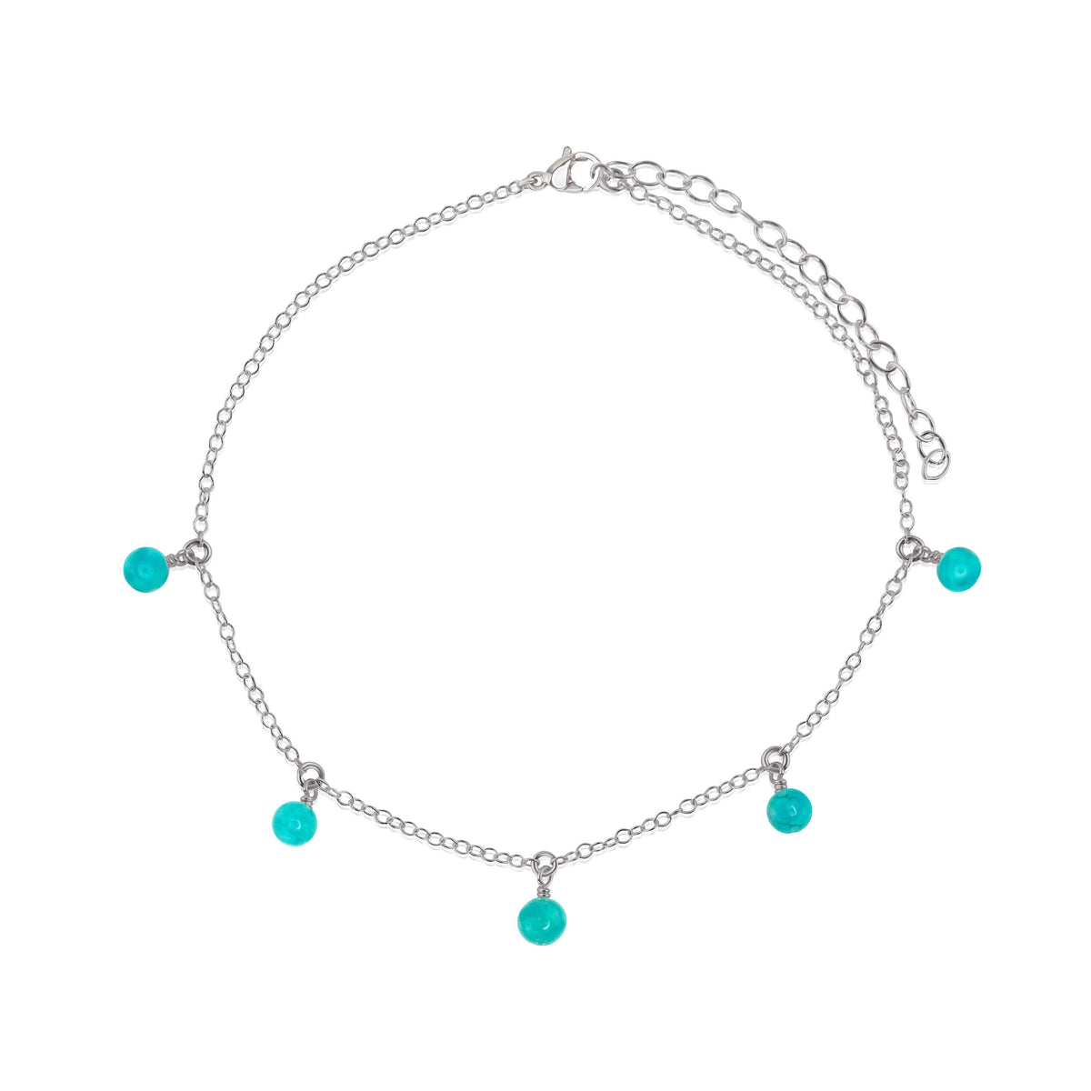 Bead Drop Anklet - Turquoise - Stainless Steel - Luna Tide Handmade Jewellery