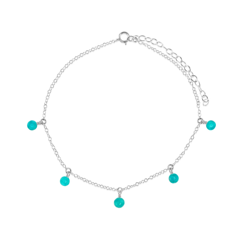 Bead Drop Anklet - Turquoise - Sterling Silver - Luna Tide Handmade Jewellery