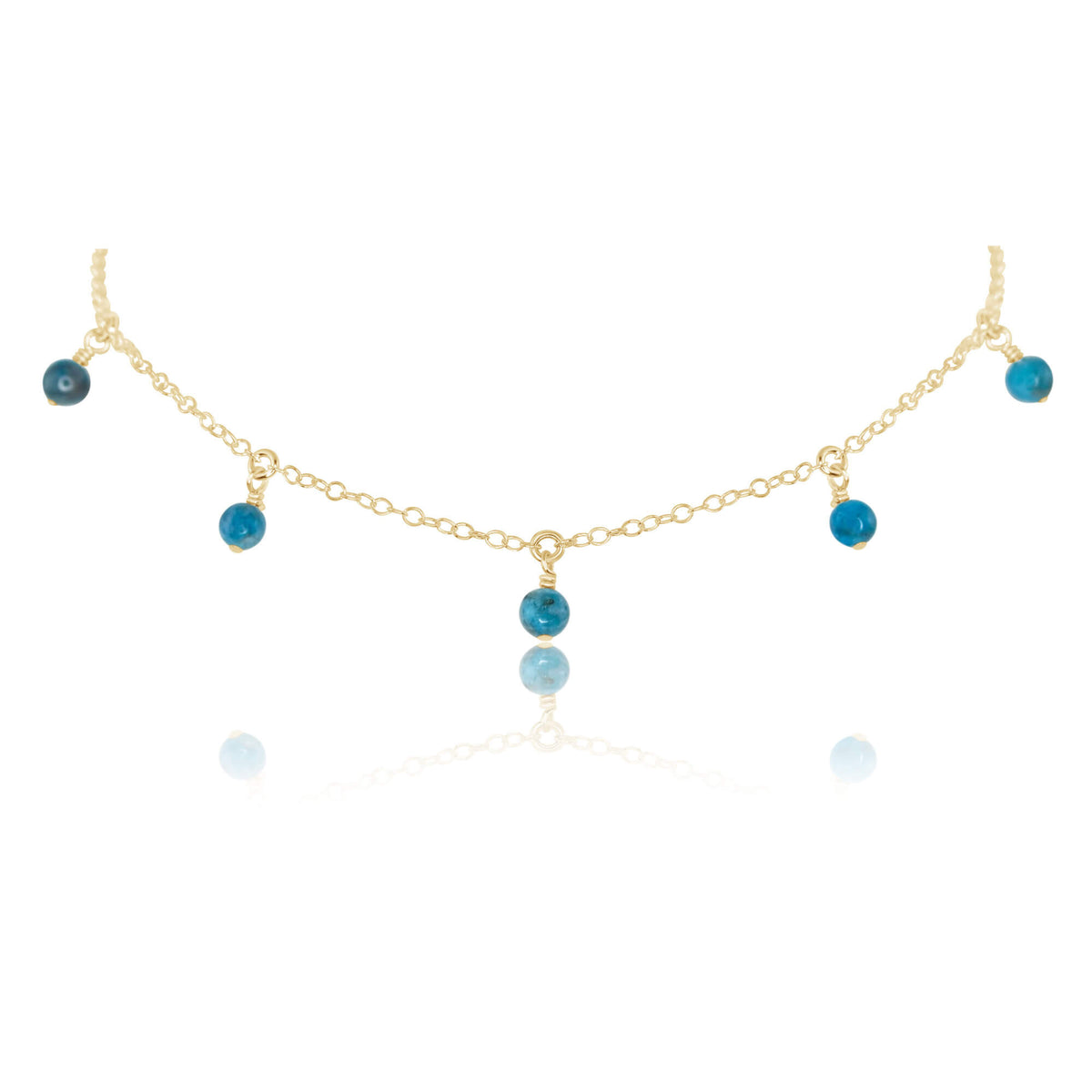 Bead Drop Choker - Apatite - 14K Gold Fill - Luna Tide Handmade Jewellery