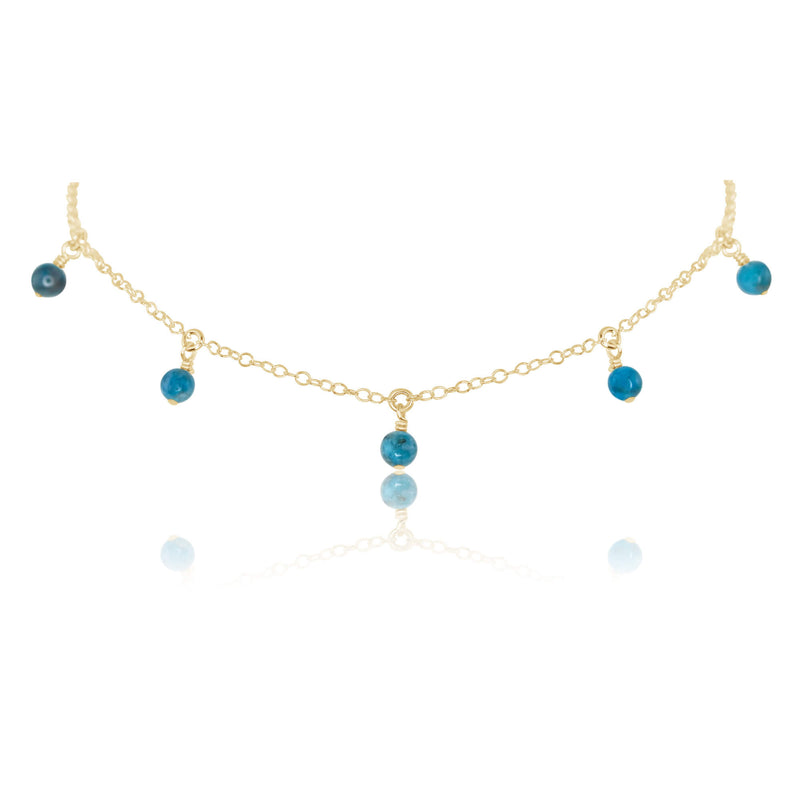 Bead Drop Choker - Apatite - 14K Gold Fill - Luna Tide Handmade Jewellery