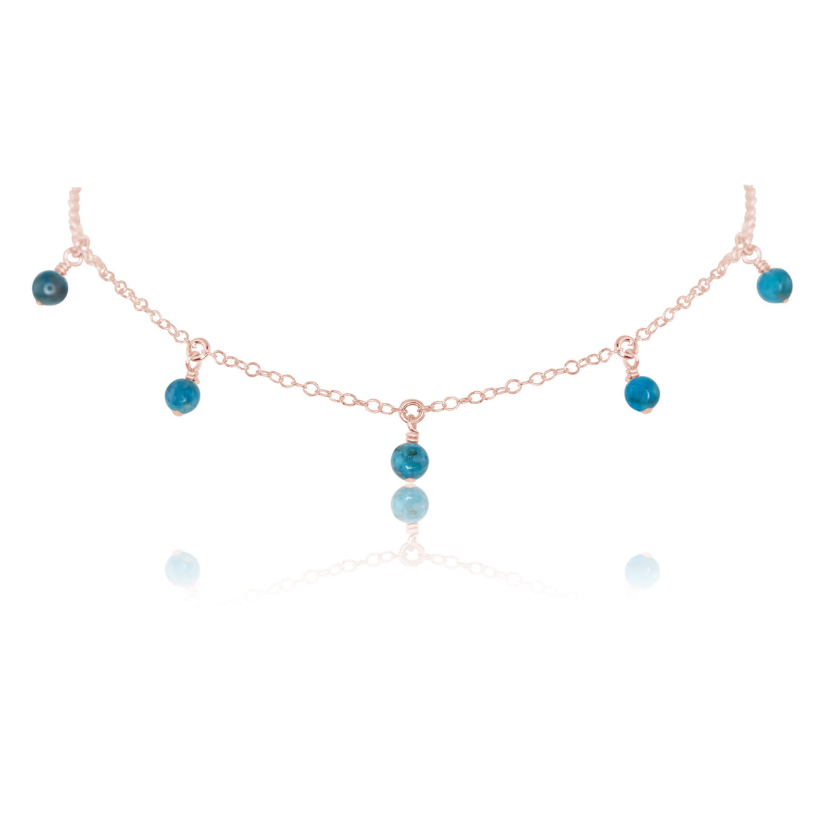 Bead Drop Choker - Apatite - 14K Rose Gold Fill - Luna Tide Handmade Jewellery