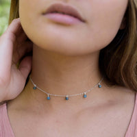 Bead Drop Choker - Apatite - Sterling Silver - Luna Tide Handmade Jewellery