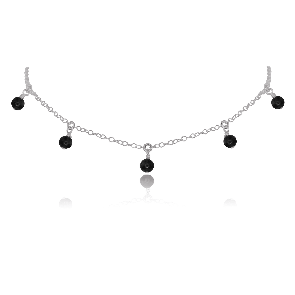 Bead Drop Choker - Black Onyx - Stainless Steel - Luna Tide Handmade Jewellery