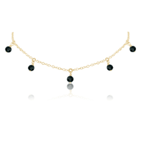 Bead Drop Choker - Black Tourmaline - 14K Gold Fill - Luna Tide Handmade Jewellery
