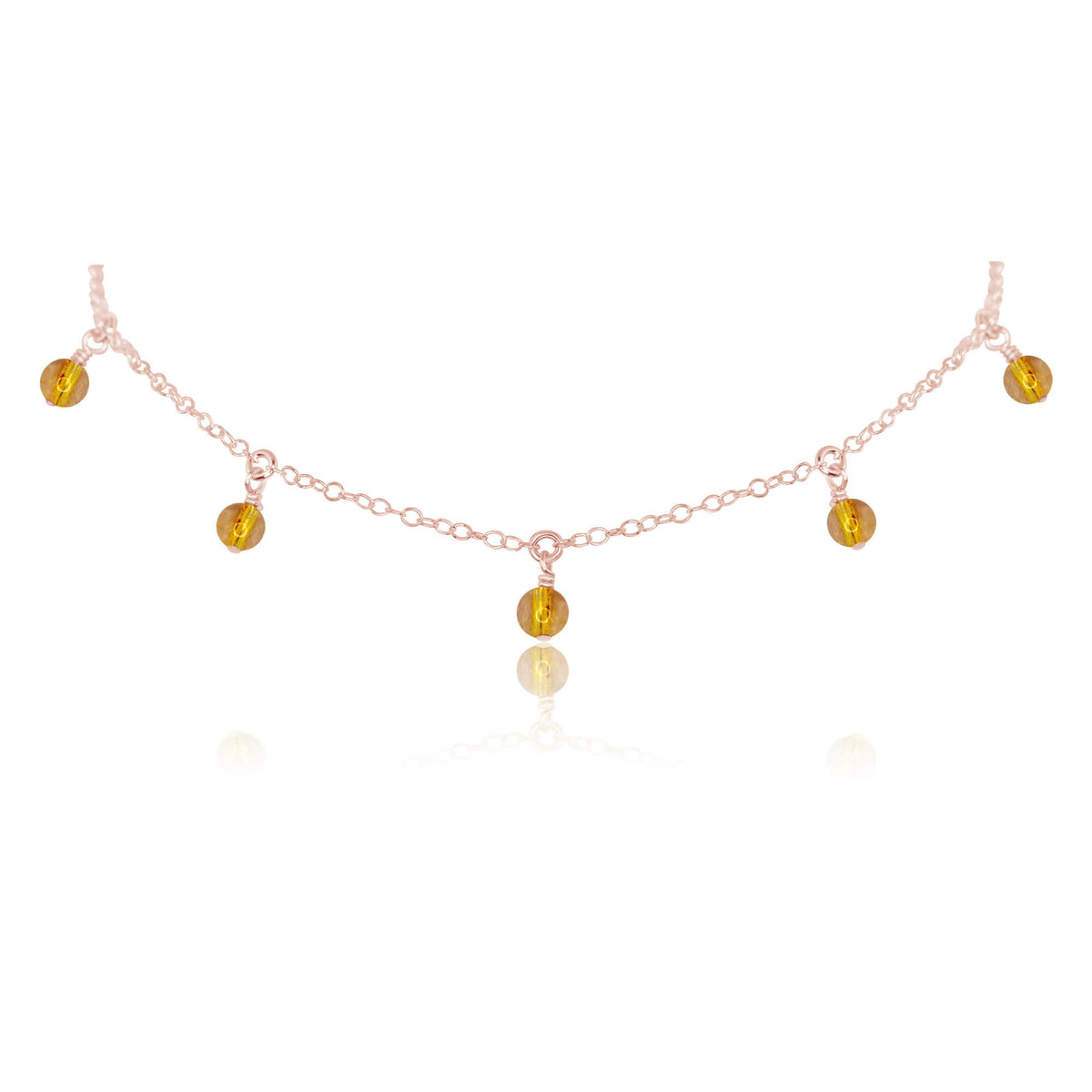 Bead Drop Choker - Citrine - 14K Rose Gold Fill - Luna Tide Handmade Jewellery