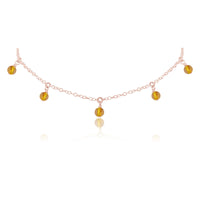 Bead Drop Choker - Citrine - 14K Rose Gold Fill - Luna Tide Handmade Jewellery