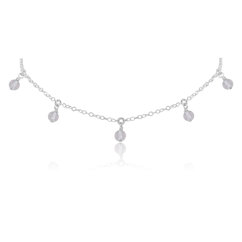 Bead Drop Choker - Crystal Quartz - Sterling Silver - Luna Tide Handmade Jewellery