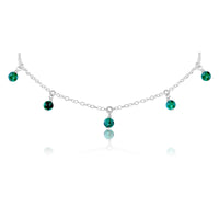 Bead Drop Choker - Emerald - Sterling Silver - Luna Tide Handmade Jewellery