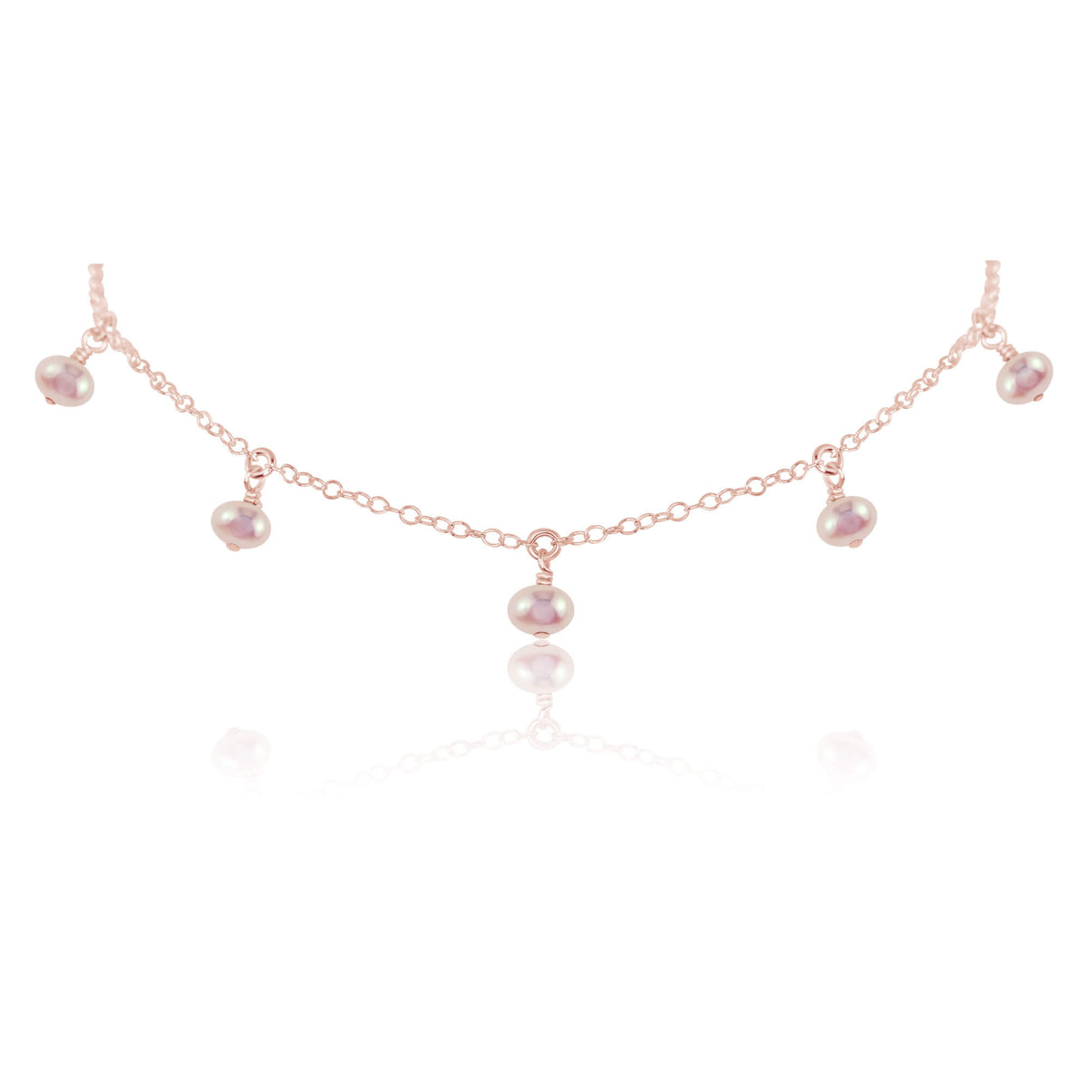 Bead Drop Choker - Freshwater Pearl - 14K Rose Gold Fill - Luna Tide Handmade Jewellery