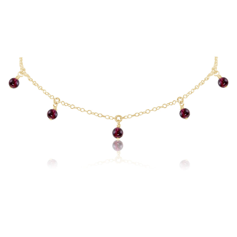 Bead Drop Choker - Garnet - 14K Gold Fill - Luna Tide Handmade Jewellery