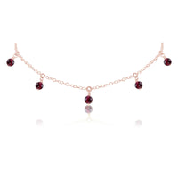 Bead Drop Choker - Garnet - 14K Rose Gold Fill - Luna Tide Handmade Jewellery