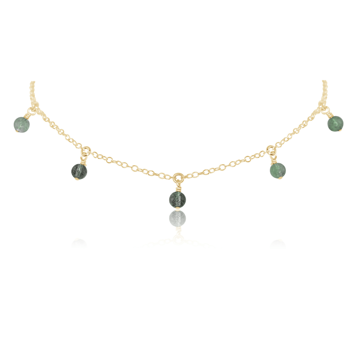 Bead Drop Choker - Labradorite - 14K Gold Fill - Luna Tide Handmade Jewellery