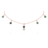 Bead Drop Choker - Labradorite - 14K Rose Gold Fill - Luna Tide Handmade Jewellery