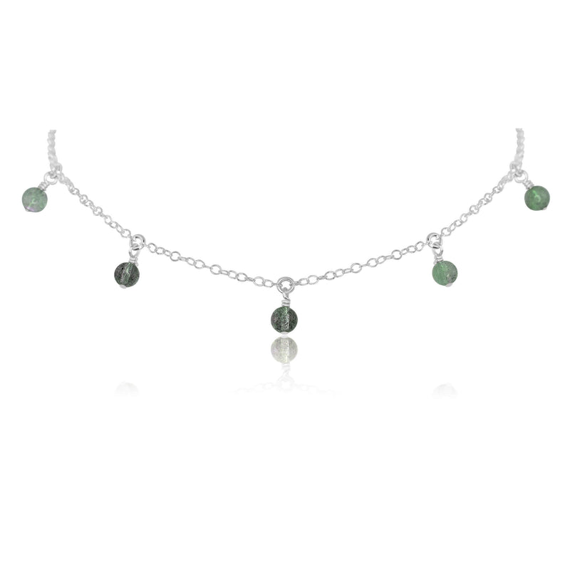 Bead Drop Choker - Labradorite - Sterling Silver - Luna Tide Handmade Jewellery