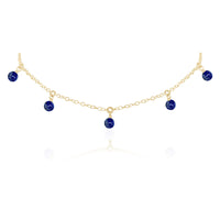 Bead Drop Choker - Lapis Lazuli - 14K Gold Fill - Luna Tide Handmade Jewellery