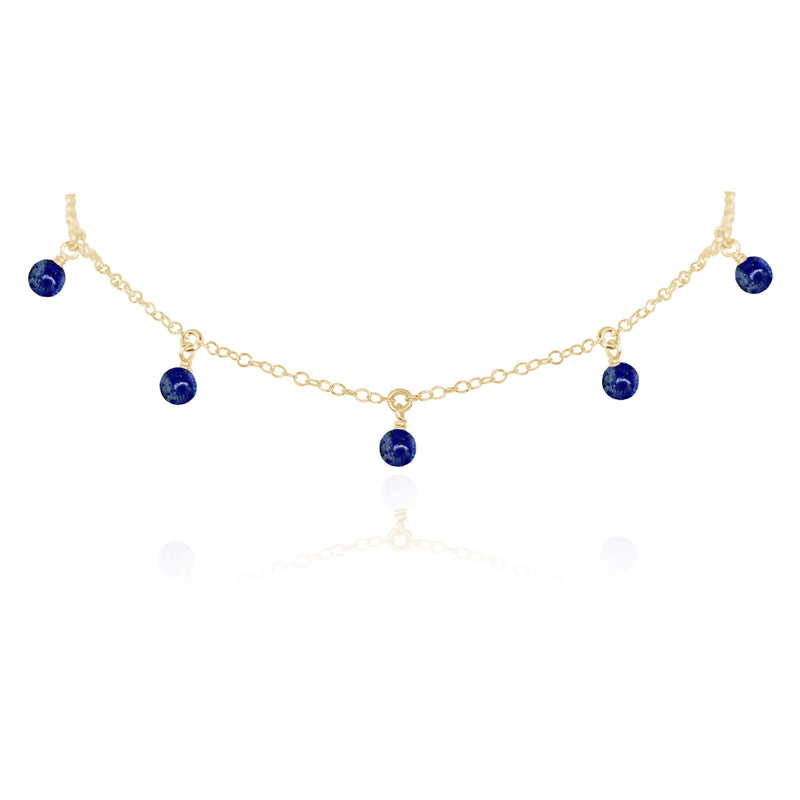 Bead Drop Choker - Lapis Lazuli - 14K Gold Fill - Luna Tide Handmade Jewellery