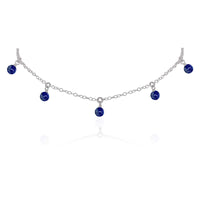 Bead Drop Choker - Lapis Lazuli - Stainless Steel - Luna Tide Handmade Jewellery