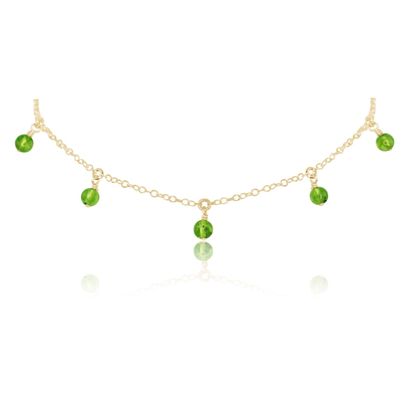 Bead Drop Choker - Peridot - 14K Gold Fill - Luna Tide Handmade Jewellery