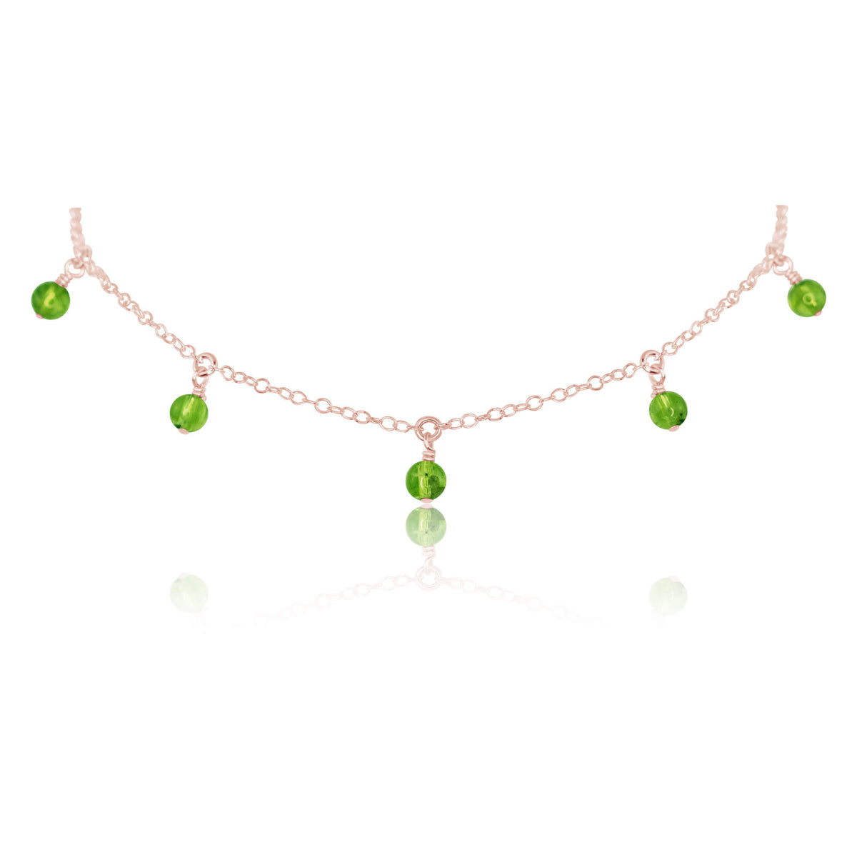 Bead Drop Choker - Peridot - 14K Rose Gold Fill - Luna Tide Handmade Jewellery