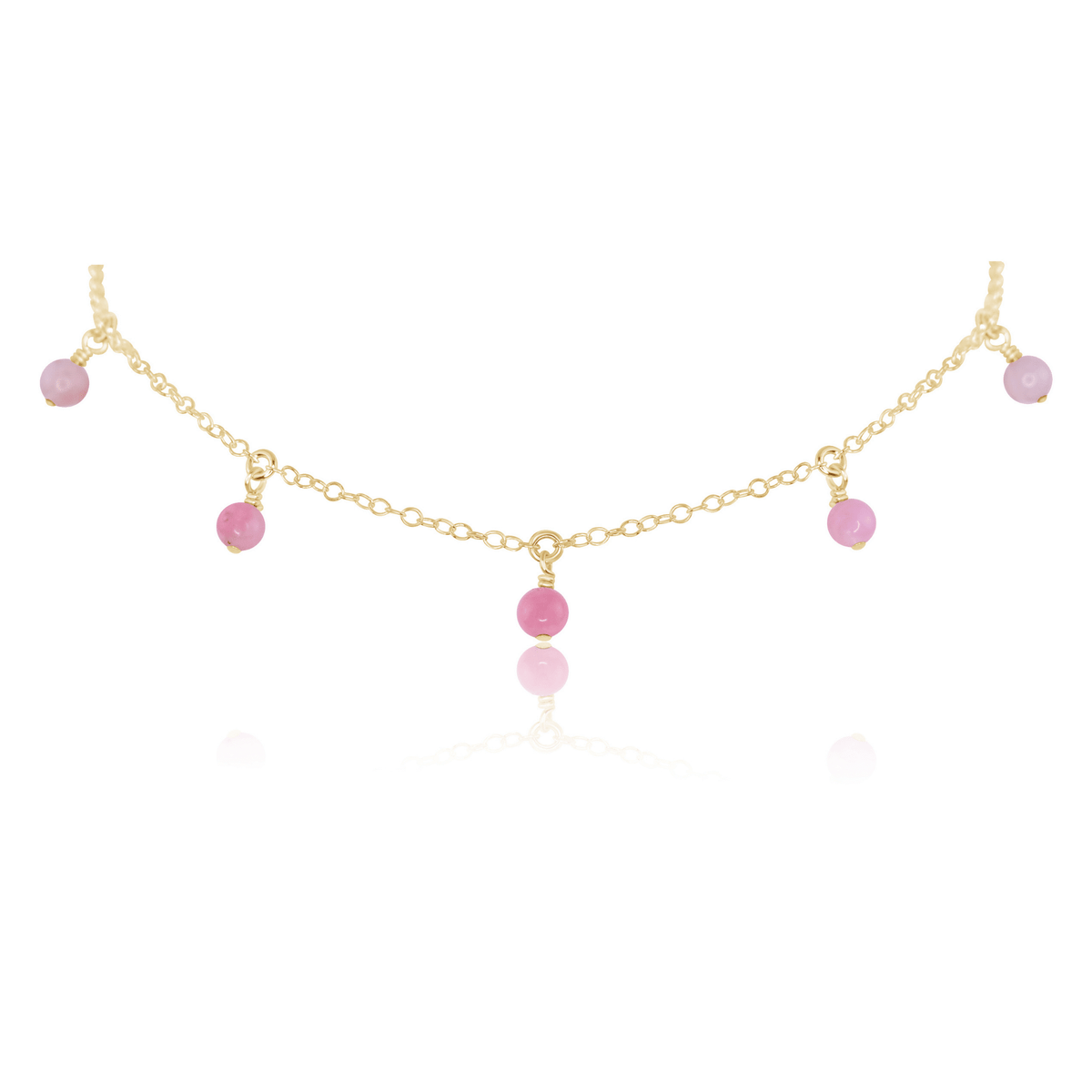 Bead Drop Choker - Pink Peruvian Opal - 14K Gold Fill - Luna Tide Handmade Jewellery
