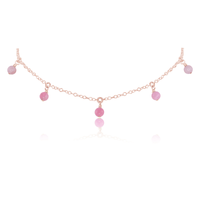 Bead Drop Choker - Pink Peruvian Opal - 14K Rose Gold Fill - Luna Tide Handmade Jewellery