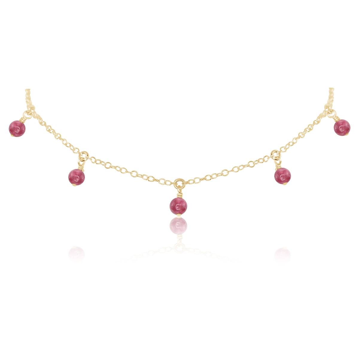 Bead Drop Choker - Pink Tourmaline - 14K Gold Fill - Luna Tide Handmade Jewellery