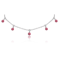 Bead Drop Choker - Pink Tourmaline - Stainless Steel - Luna Tide Handmade Jewellery