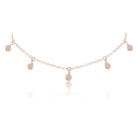 Bead Drop Choker - Rainbow Moonstone - 14K Rose Gold Fill - Luna Tide Handmade Jewellery