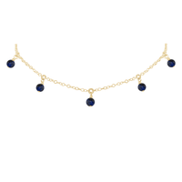 Bead Drop Choker - Sapphire - 14K Gold Fill - Luna Tide Handmade Jewellery