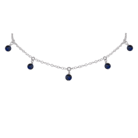 Bead Drop Choker - Sapphire - Stainless Steel - Luna Tide Handmade Jewellery