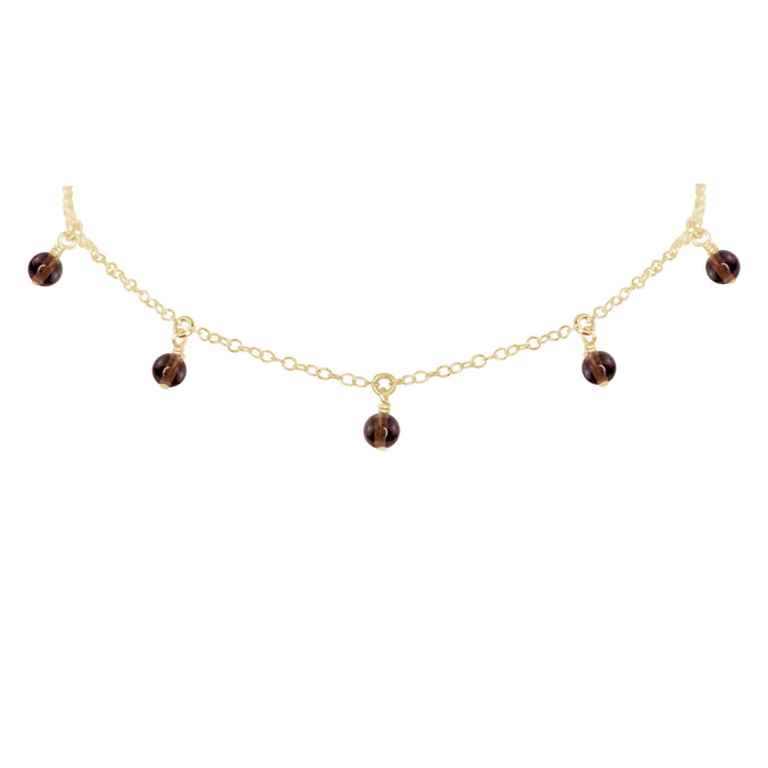 Bead Drop Choker - Smoky Quartz - 14K Gold Fill - Luna Tide Handmade Jewellery