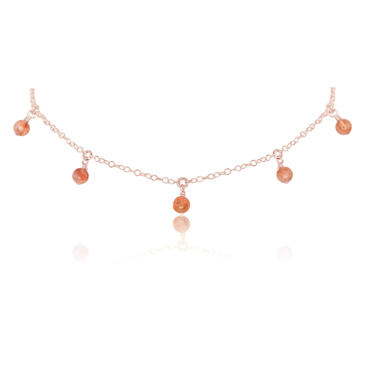 Bead Drop Choker - Sunstone - 14K Rose Gold Fill - Luna Tide Handmade Jewellery