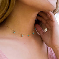 Bead Drop Choker - Turquoise - 14K Gold Fill - Luna Tide Handmade Jewellery