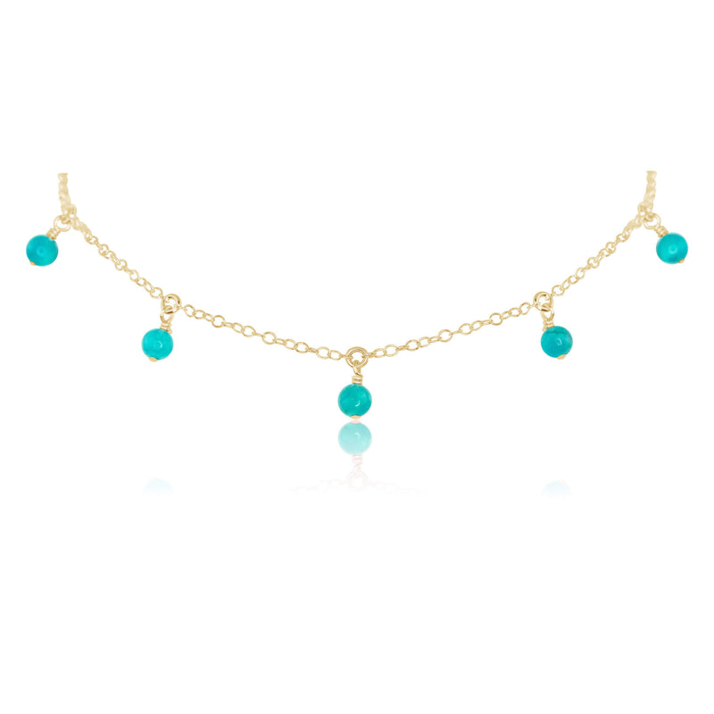 Bead Drop Choker - Turquoise - 14K Gold Fill - Luna Tide Handmade Jewellery