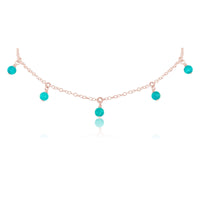 Bead Drop Choker - Turquoise - 14K Rose Gold Fill - Luna Tide Handmade Jewellery