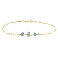 Beaded Chain Anklet - Aquamarine - 14K Gold Fill - Luna Tide Handmade Jewellery