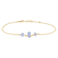 Beaded Chain Anklet - Blue Lace Agate - 14K Gold Fill - Luna Tide Handmade Jewellery