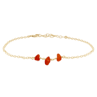 Beaded Chain Anklet - Carnelian - 14K Gold Fill - Luna Tide Handmade Jewellery