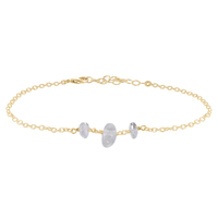 Beaded Chain Anklet - Crystal Quartz - 14K Gold Fill - Luna Tide Handmade Jewellery