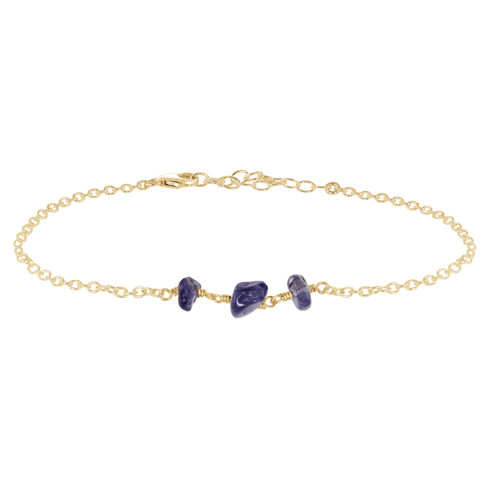 Beaded Chain Anklet - Iolite - 14K Gold Fill - Luna Tide Handmade Jewellery