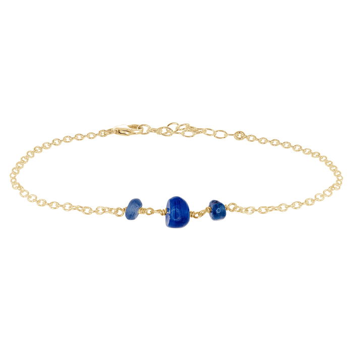 Beaded Chain Anklet - Kyanite - 14K Gold Fill - Luna Tide Handmade Jewellery