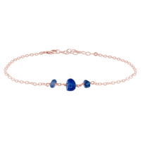 Beaded Chain Anklet - Kyanite - 14K Rose Gold Fill - Luna Tide Handmade Jewellery