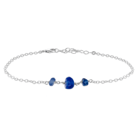Beaded Chain Anklet - Kyanite - Sterling Silver - Luna Tide Handmade Jewellery