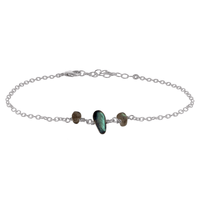 Beaded Chain Anklet - Labradorite - Stainless Steel - Luna Tide Handmade Jewellery