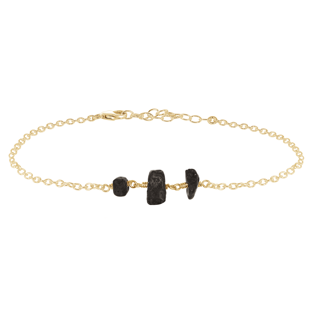 Beaded Chain Anklet - Lava - 14K Gold Fill - Luna Tide Handmade Jewellery