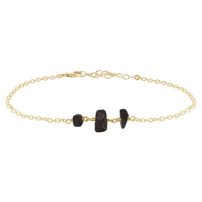 Beaded Chain Anklet - Lava - 14K Gold Fill - Luna Tide Handmade Jewellery