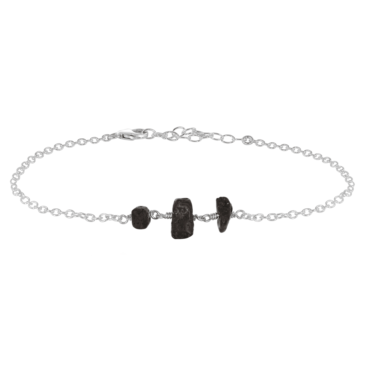 Beaded Chain Anklet - Lava - Sterling Silver - Luna Tide Handmade Jewellery