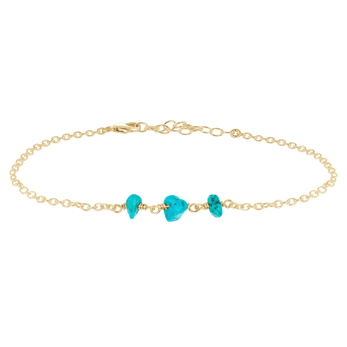 Beaded Chain Anklet - Turquoise - 14K Gold Fill - Luna Tide Handmade Jewellery